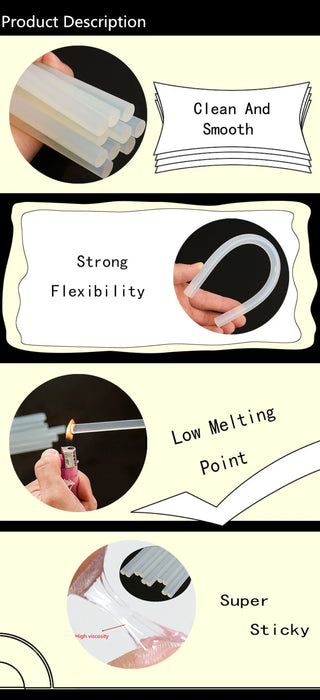 10 Pz 7mm x 100mm Trasparente Hot Melt Colla Stick Per Pistola di Calore Pistola Colla Elettrica Pistola Mestiere di Riparazione Adesivo Generale Strumento FAI DA TE