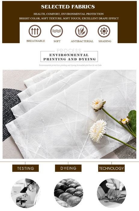 Nuove tende in tulle con ricamo bianco geometrico per il soggiorno Tenda trasparente moderna per finestra della camera da letto Voile cieco Dimensioni personalizzate