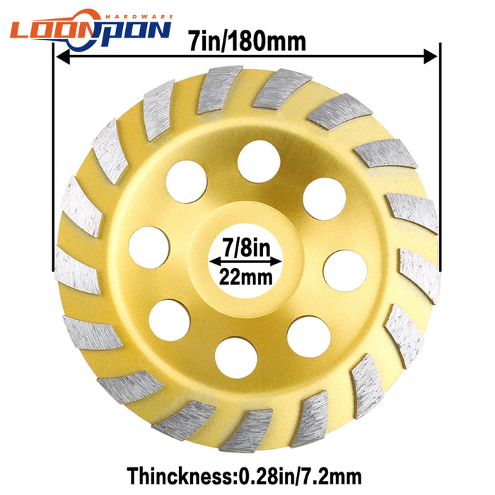 Disco abrasivo a tazza diamantata oro 100/125/150/180mm levigatrice per calcestruzzo per lucidatura di cemento in pietra per pavimenti 4/ 5/ 6/ 7/pollici