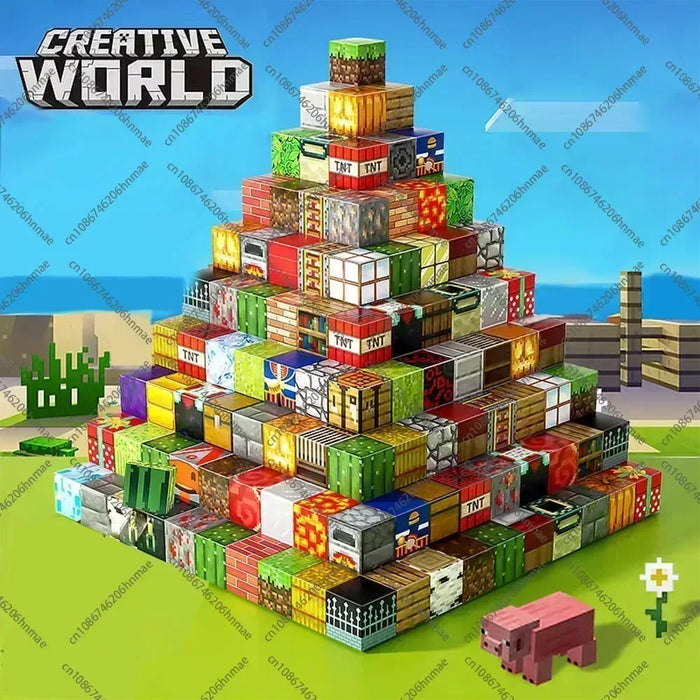 Blocchi magnetici Mine World Set cubo magnetico per ragazzo ragazza bambino età 3+ modello fai da te bambini stelo stelo giocattolo sensoriale regalo