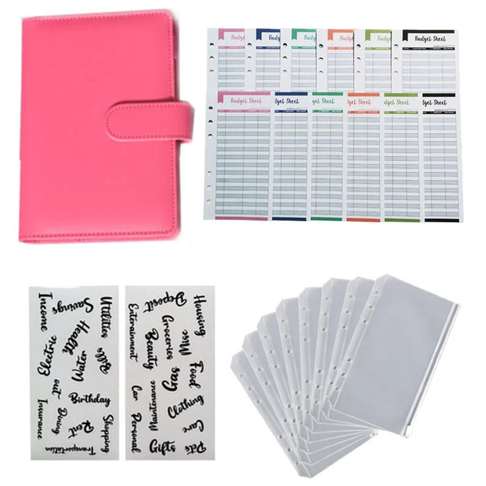 A6 Budget legers Planner 6 fori 8 buste con cerniera 2 adesivi in un portafoglio per NoteBook per risparmiare denaro Organizer sistema di cassa