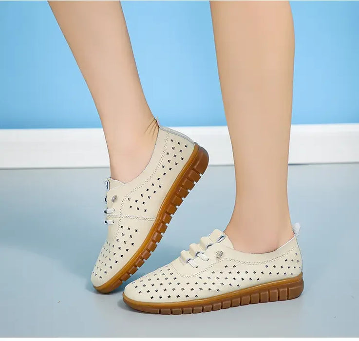 Mocassini estivi in vera pelle Scarpe casual da donna Mocassini Calzature da donna con punta morbida Scarpe basse da donna bianche