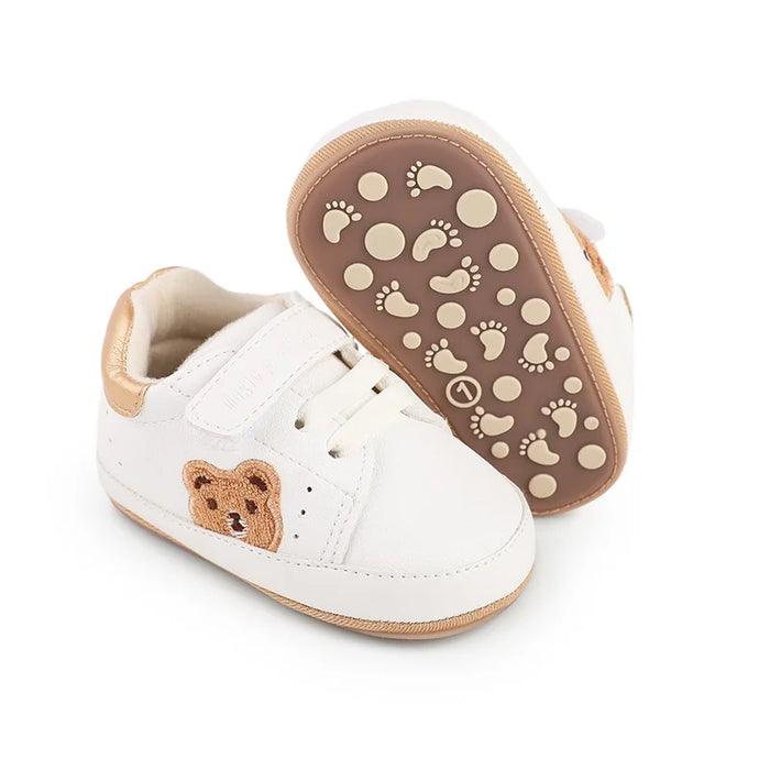 Infant Baby Boys Girls Moccasins Sneakers Bear Embroidery Soft Sole Flat Shoes Prewalker Anti-Slip Shoes First Walker Shoes