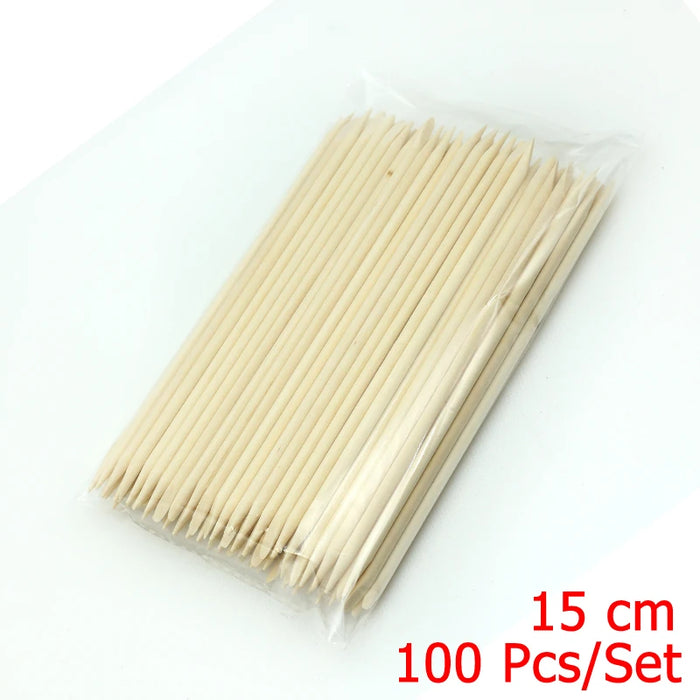 4 diverse dimensioni Bastoncini di legno arancione per spingipelle Strumento per rimuovere le cuticole Forchette per unghie Strumenti per manicure 10/30/50/100 Pz/set
