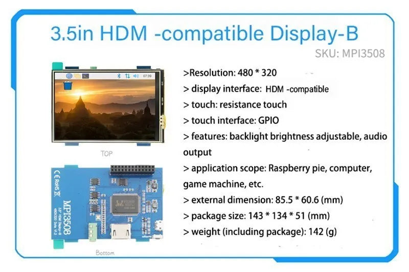 Raspberry Pi 3B + 4 B 3.2/3.5/5/7/10.1 Pollici Touch Hdmi Display Lcd modulo Raspberry Pi 2/3 B +/4 Dello Schermo