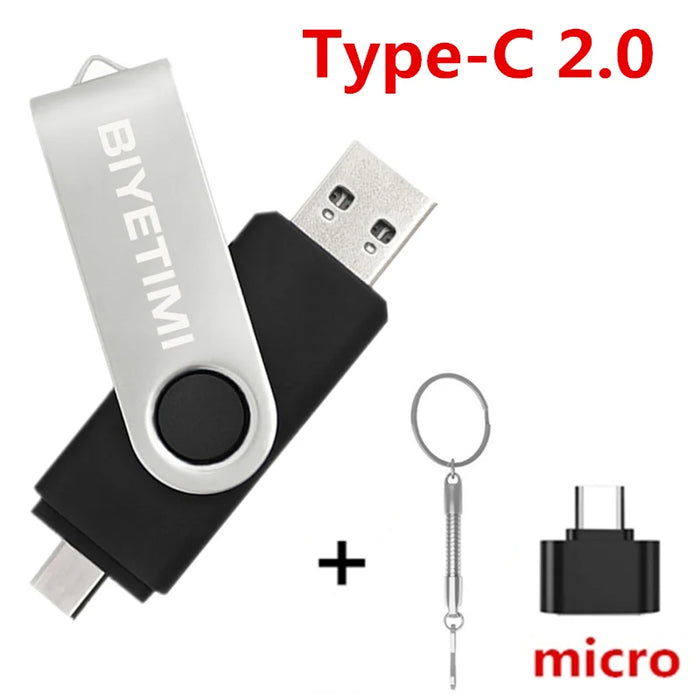 Tipo C Biyetimi Unità Flash Usb 2.0 128gb pendrive 64gb флэш-накопител bastone 32G 16gb Tipo-c Pen Drive 4G per il Telefono Del PC regalo