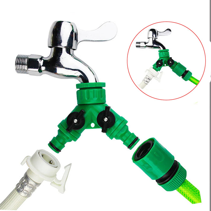 Valvola shunt tipo Y Sistema di irrigazione da giardino Splitter acqua Connettore rapido a forma di Y a 2 vie Adattatore per rubinetto dell'acqua Regolatore dell'acqua