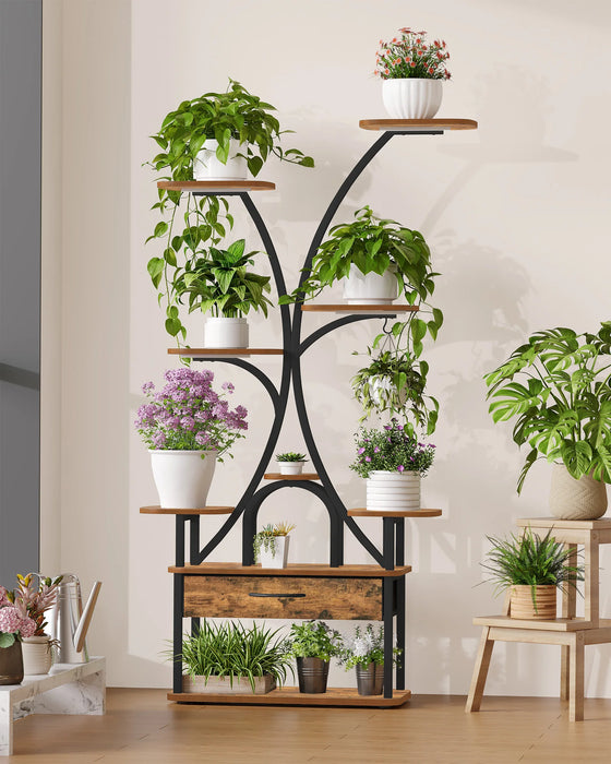 Supporto per Piante con Luce di Crescita, Espositore a 9 Livelli con 4 Luci LED R-G, Colore e Temporizzazione Regolabili, Ideale per Balcone