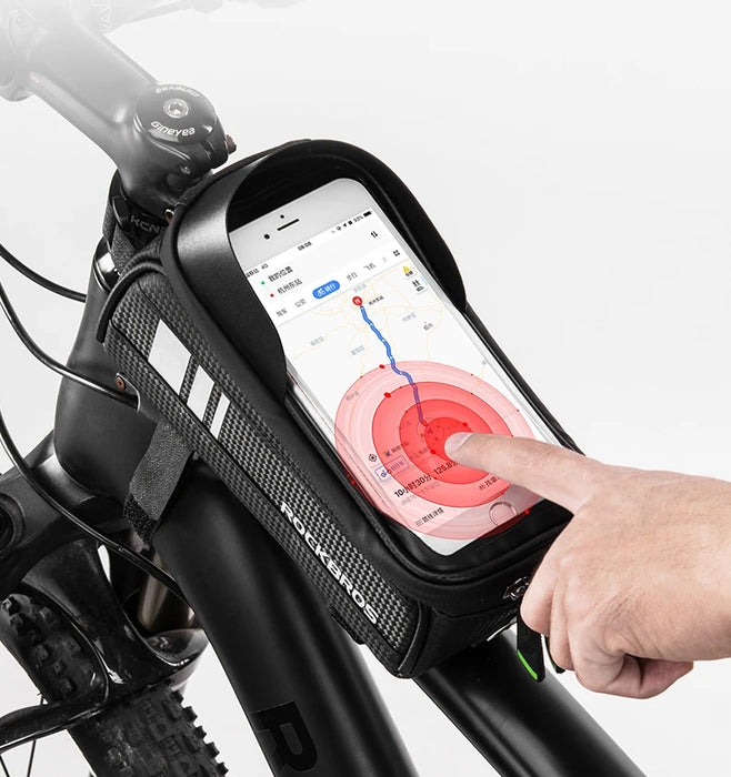 Borsa da bicicletta ROCKBROS borsa da ciclismo impermeabile con Touch Screen telaio del tubo anteriore superiore borsa da bici da strada MTB 6.5 custodia per telefono accessori per bici
