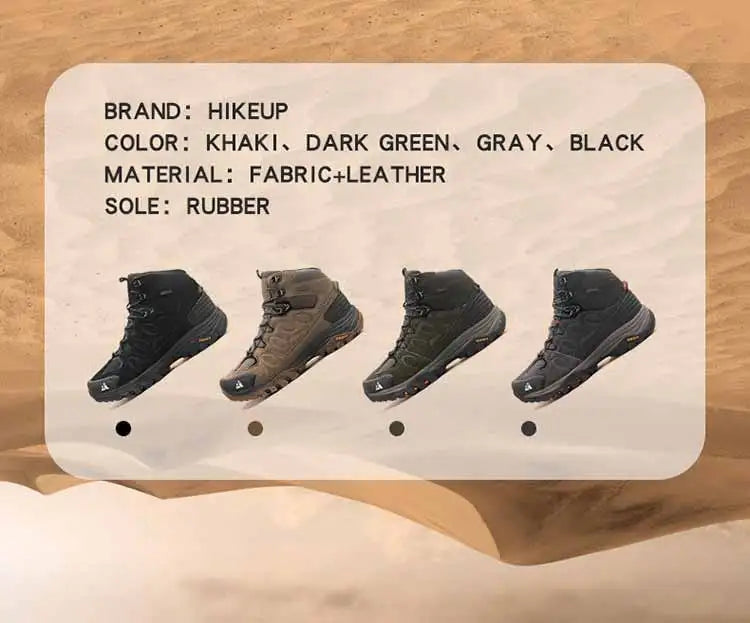 HIKEUP Scarponi da trekking alti da uomo Scarpe da esterno invernali Stringate antiscivolo Sport Casual Stivali da trekking Uomo Scarpe calde in pelle scamosciata