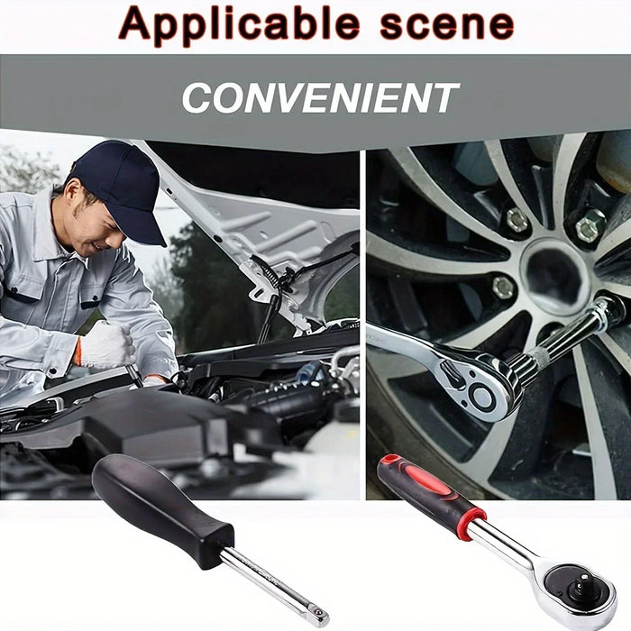 Set di bussole per azionamento da 46 pezzi Set di chiavi a cricchetto da 1/4 di pollice con prese Set di bussole per punte esagonali metriche Kit di strumenti meccanici per riparazioni auto domestiche