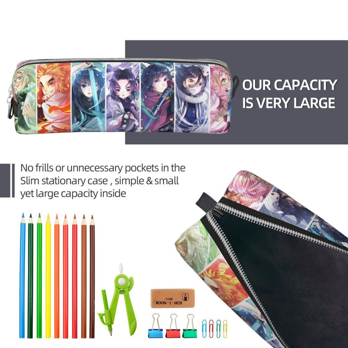 Demon Sayer Kamado Nezuko astuccio Kochou Shinobu astuccio portapenne per studenti borse di grande capacità cancelleria per ufficio con cerniera