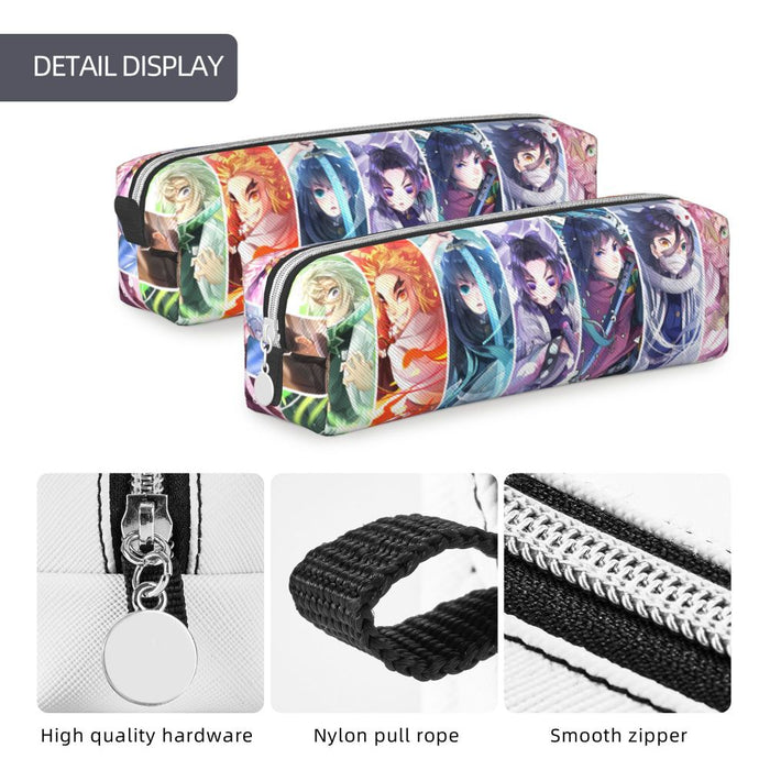Demon Sayer Kamado Nezuko astuccio Kochou Shinobu astuccio portapenne per studenti borse di grande capacità cancelleria per ufficio con cerniera