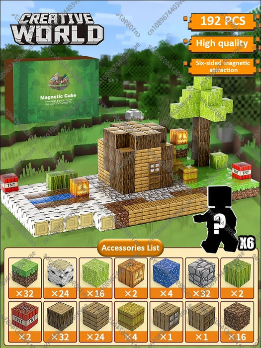 Blocchi magnetici Mine World Set cubo magnetico per ragazzo ragazza bambino età 3+ modello fai da te bambini stelo stelo giocattolo sensoriale regalo
