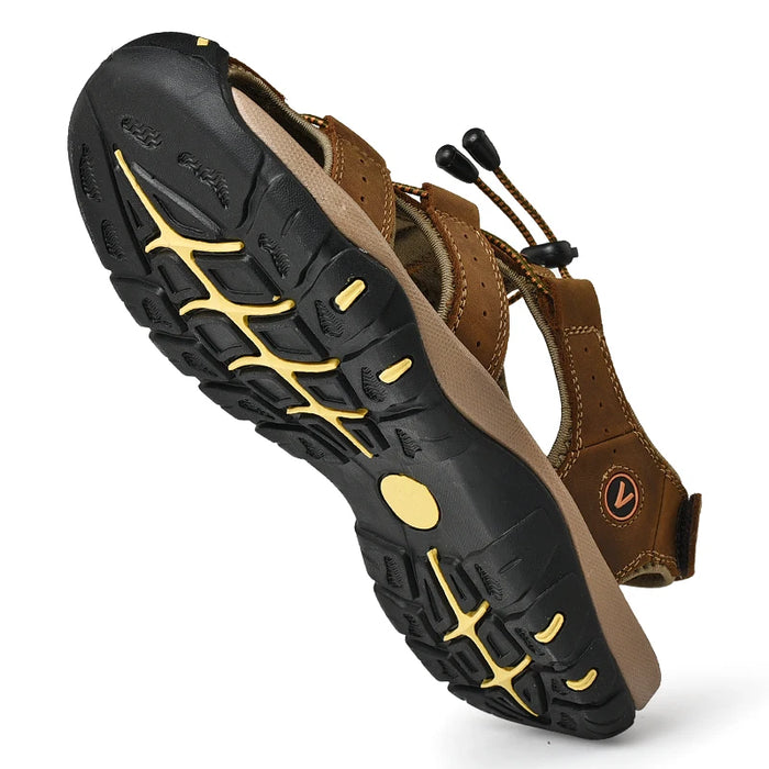 Sandali da uomo estivi scarpe Casual da uomo in vera pelle sandali in pelle da uomo all'aperto per uomo scarpe da spiaggia scarpe romane taglie forti 38-48
