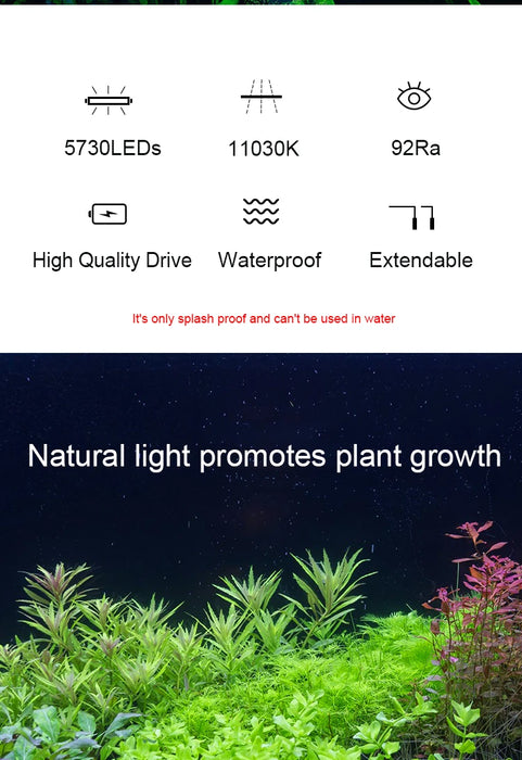 18-75 CM Super Sottile LED Acquario Illuminazione Pianta Acquatica Luce Estensibile Impermeabile Clip sulla Lampada Per Acquario 90-260 V