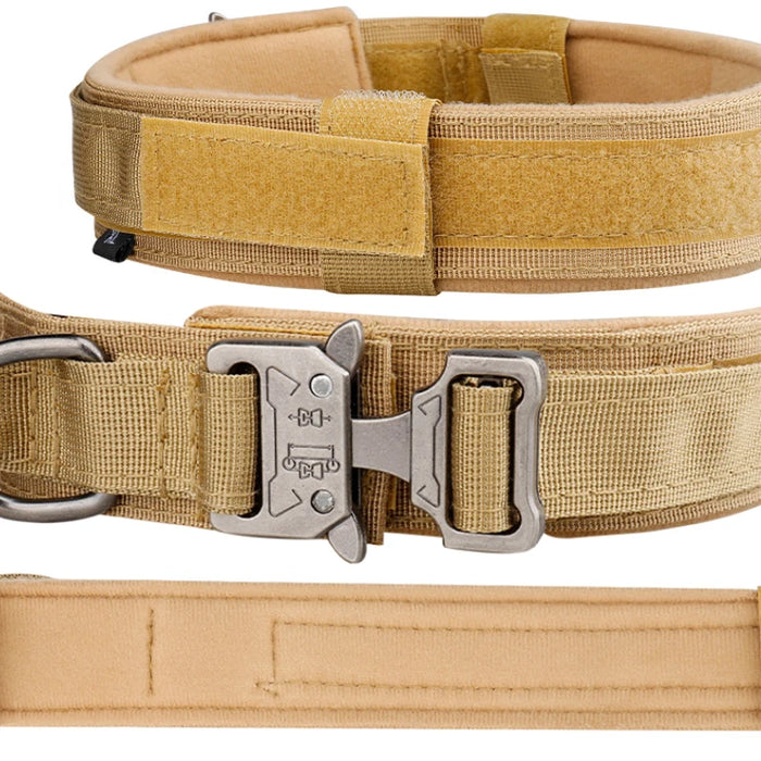 Prodotti per animali collare per cani tattico all'aperto fibbia in metallo traspirabilità collare in Nylon cane da addestramento medio e grande per cani