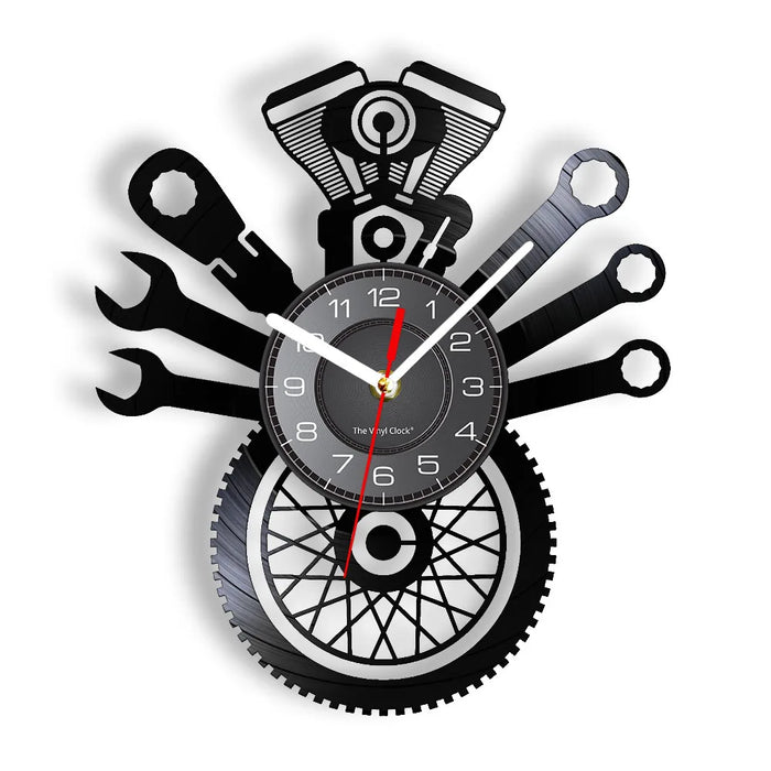 Negozio di riparazione Auto Wall Sign decorativo moderno orologio da parete Auto servizio meccanico officina vinile Record Clock Garage riparatore regalo