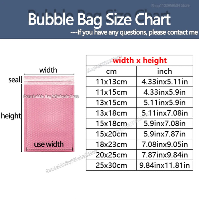 25/50 pz Bubble mailer buste imbottite buste per imballaggio per affari bubble Mailers imballaggio di spedizione sacchetto a chiusura lampo 13x18cm rosa
