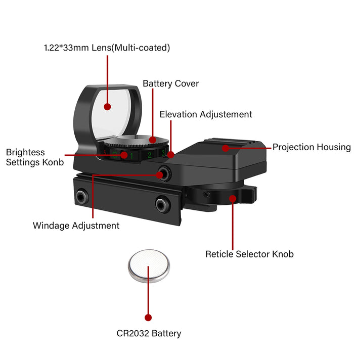 Hot 20mm Rail Cannocchiale da puntamento Ottiche da caccia Olografico Red Dot Sight Reflex 4 Reticolo Scope Collimatore Sight