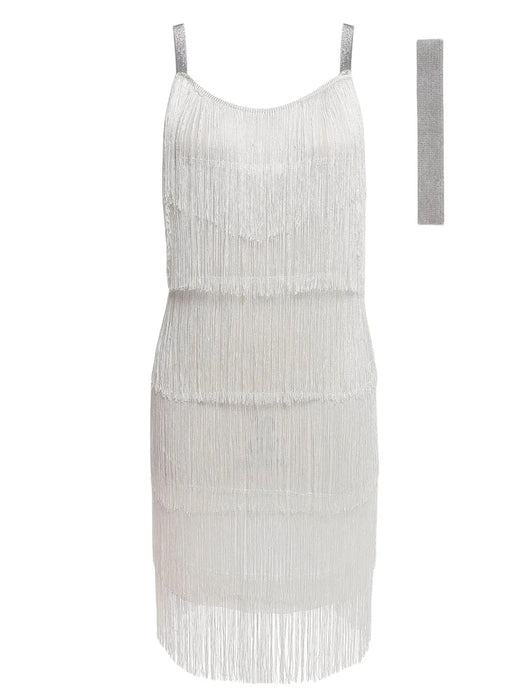 Abiti vintage anni '20 Flapper Girl Fancy Dress Great Gatsby Dress Costumi Slash Neck Strappy Frange Swing Party Dress Donna