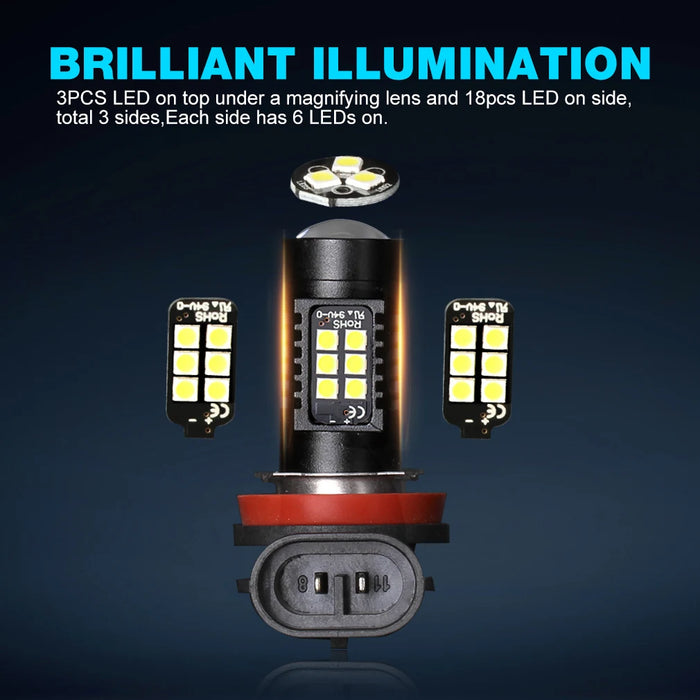 2 pz H8 H11 Led HB4 9006 HB3 9005 fendinebbia lampadina 3030SMD 1200LM 6000K bianco Auto guida lampada da corsa Auto Led luce 12V 24V