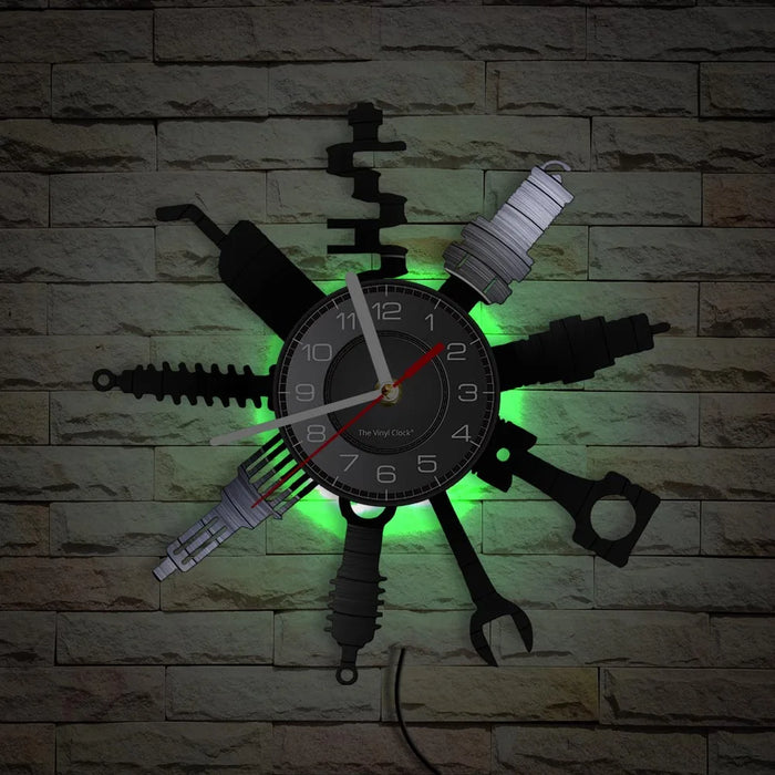 Negozio di riparazione Auto Wall Sign decorativo moderno orologio da parete Auto servizio meccanico officina vinile Record Clock Garage riparatore regalo