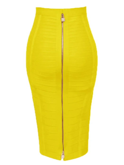 16 Colors Sexy Solid Zipper Orange Blue Black Red Bandage Skirt Women Elastic Bodycon Summer XL XXL Pencil Skirts 58cm