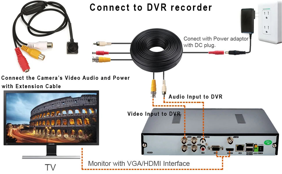 Uvusee CCTV 1/3 CCD 1000TVL Mini telecamera di sorveglianza di sicurezza HD ad angolo più ampio da 3,7 mm con microfono audio