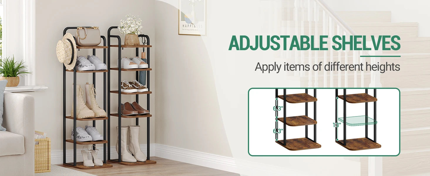 Scarpiera verticale, scarpiera a 6 livelli, organizer per scarpe in legno per armadio, ingresso, scarpiera per piccoli spazi, indipendente