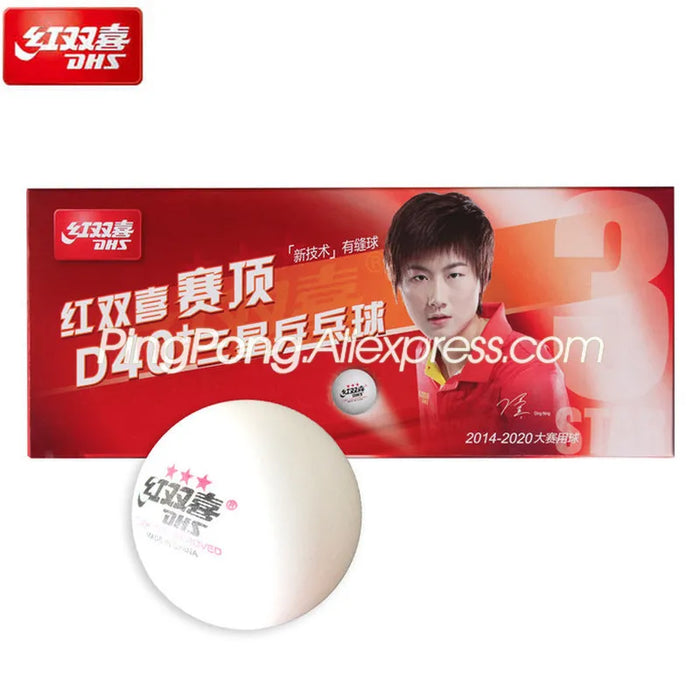 Palline da ping pong DHS 3 Star D40 + Palline da ping pong con cuciture a 3 STELLE Palline da ping pong originali DHS 3 STAR omologate ITTF