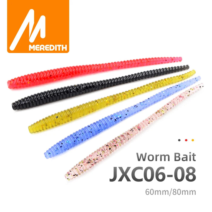 MEREDITH Affondamento lento Verme di lancia Esche morbide 60mm 80mm Esche da pesca artificiali Vermi di mare Lombrico Pesca Esche morbide Wobblers