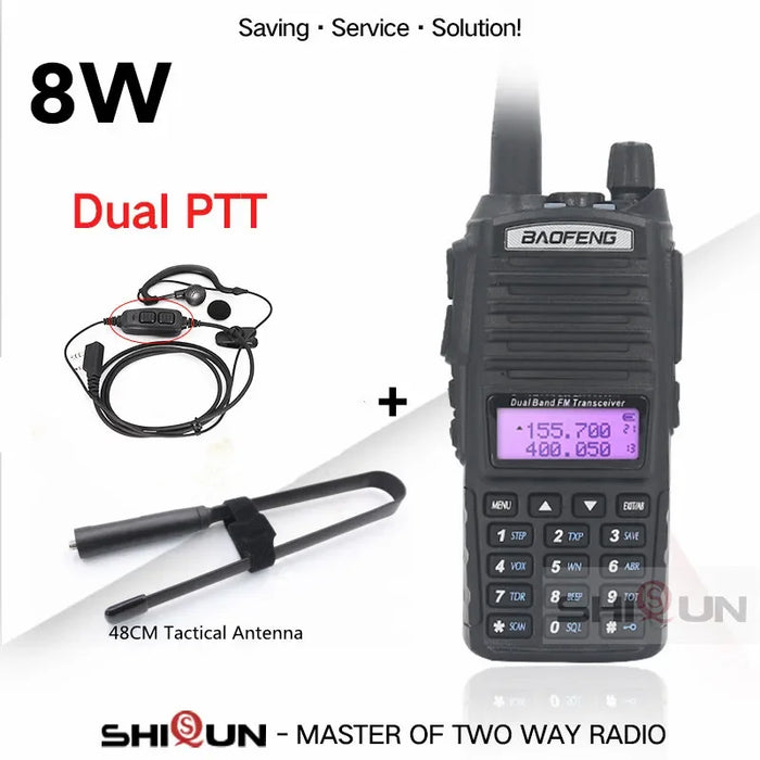 Aggiornamento BaoFeng UV-82 8W Opzionale 5W Baofeng UV 82 Walkie Talkie 10 KM Baofeng 8W Ham Radio 10KM Dual PTT 82HP UV-9R GT-3TP UV-5R