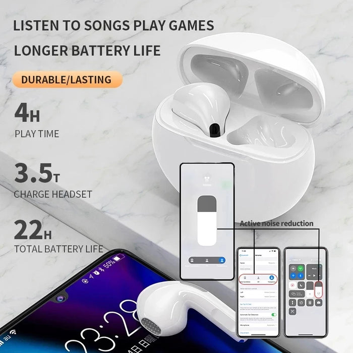Auricolari Bluetooth Wireless Pro 6 TWS originali cuffie Mini Fone auricolare Stereo Sport Headset per auricolari Xiaomi Android