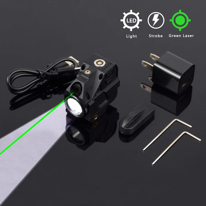Torcia tattica a LED Mirino laser verde/rosso per mini Glock 17 19 Pistola Pistola leggera Arma Scout Luce per guida Pictinny da 20 mm