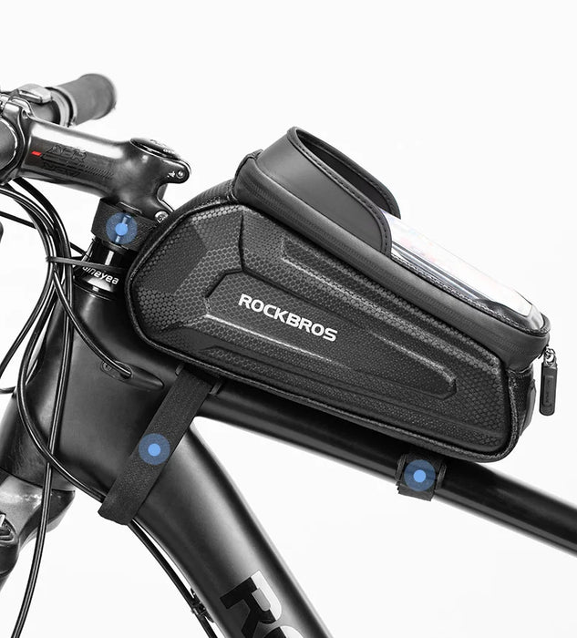 Borsa da bicicletta ROCKBROS borsa da ciclismo impermeabile con Touch Screen telaio del tubo anteriore superiore borsa da bici da strada MTB 6.5 custodia per telefono accessori per bici