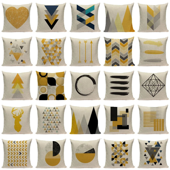 Fodere per cuscini con cuore giallo Fodera per cuscino geometrica nordica Grafico Decorazione personalizzata Federa per cuscino con cervo per la casa per cuscino Cojin