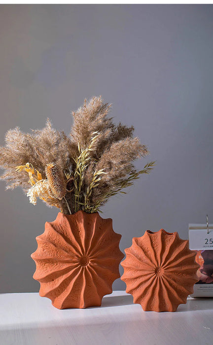 Minimalismo vaso in ceramica a forma di conchiglia vasi floreali idroponici vasi di fiori di conchiglia arancione disposizione dei fiori decorazione della scrivania