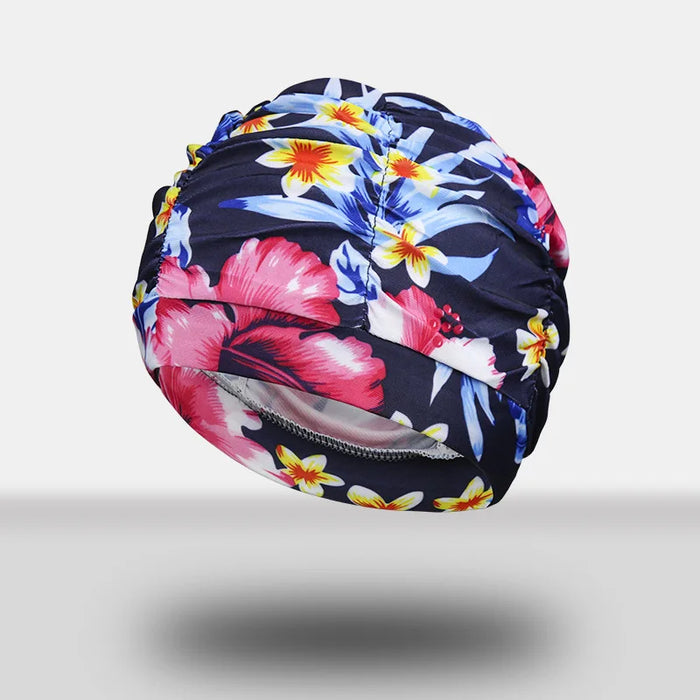 Cuffia da nuoto per capelli lunghi da donna sexy da donna, cappello elasticizzato, drappeggio, cuffia da bagno, drappeggio, sport elasticizzato, piega al mare