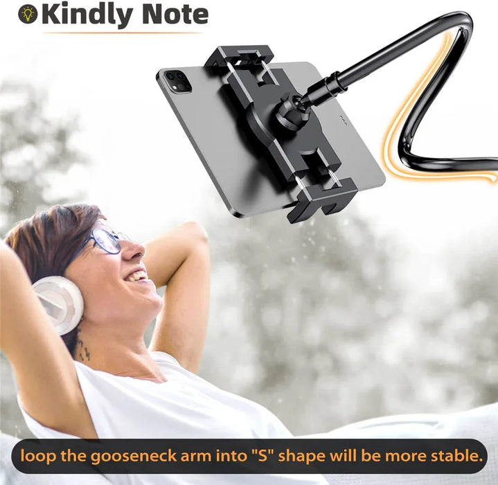 Supporto flessibile per tablet con braccio lungo per scrivania da letto Supporto per tablet per telefono da 5-11 '' per Xiaomi Huawei Samsung Teclast Supporto per linguetta per iPad