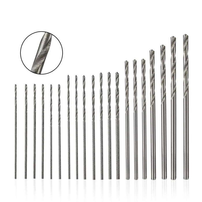 Set di punte elicoidali da 20mm 0.3mm-1.6mm da 20 pezzi Mini punta da trapano HSS in acciaio ad alta velocità per strumento di perforazione del metallo in legno