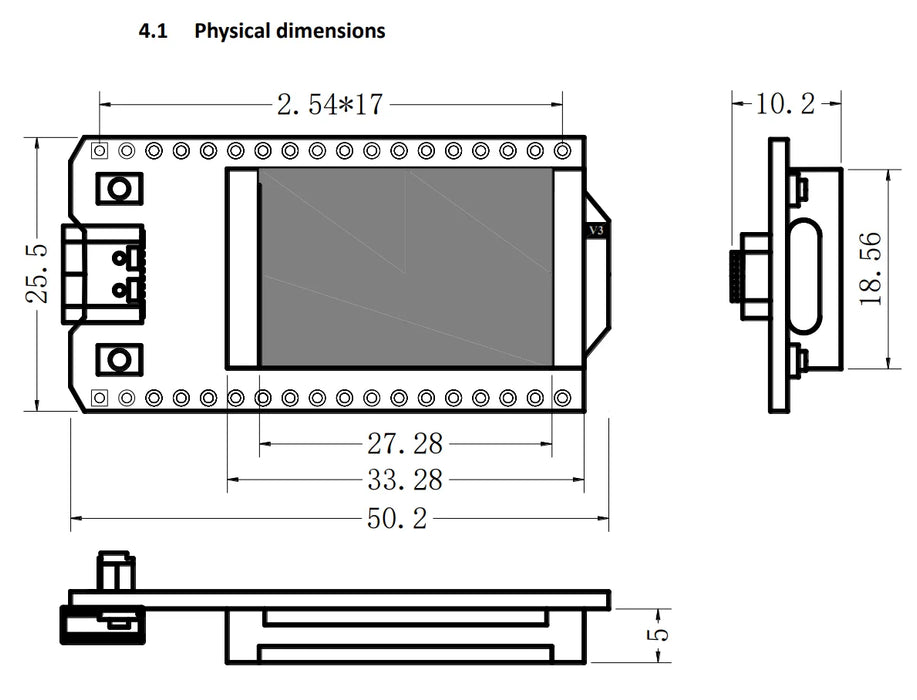 WIFI ESP32 WiFi Kit 32 (V3) scheda di sviluppo versione Display OLED blu da 0.96 pollici Internet of Things per Arduino con dissipatore di calore