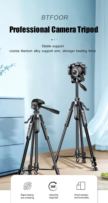 Supporto da viaggio per telefono treppiede in alluminio alto 55 "140CM con piastre rapide testa a padella per fotocamera digitale Canon Nikon DSLR SLR