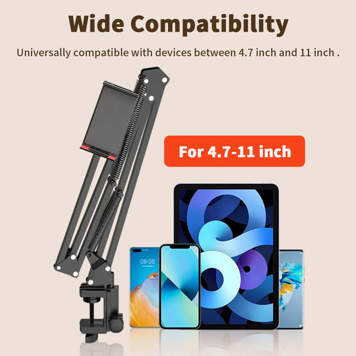 Supporto per Tablet per letto con braccio in metallo da 90cm supporto per Tablet da letto rotante a 360 ° per supporto per iPad staffa per Tablet da 4.5 ~ 11 pollici