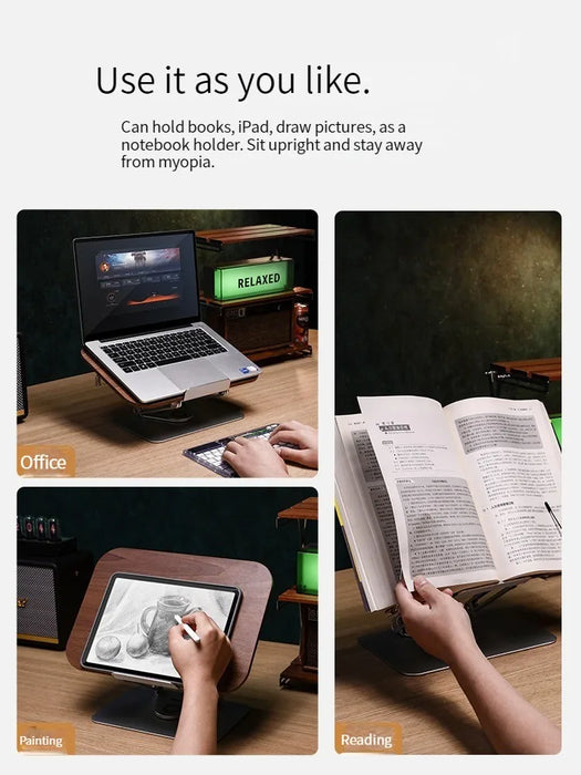 MUMUCC supporto da lettura multifunzionale pieghevole e regolabile in lega di alluminio con Clip a molla per laptop, tablet e libri spessi