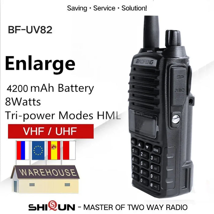 Aggiornamento BaoFeng UV-82 8W Opzionale 5W Baofeng UV 82 Walkie Talkie 10 KM Baofeng 8W Ham Radio 10KM Dual PTT 82HP UV-9R GT-3TP UV-5R