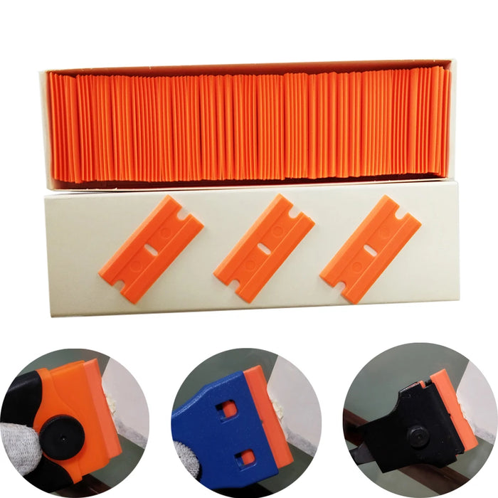 CNGZSY 100 pz Lame di Rasoio Raschietto di Sicurezza Colla Coltello Detergente per Vetro Sostituzione Lama in Acciaio Al Carbonio Ceramica Auto Etichette di Rimozione E13