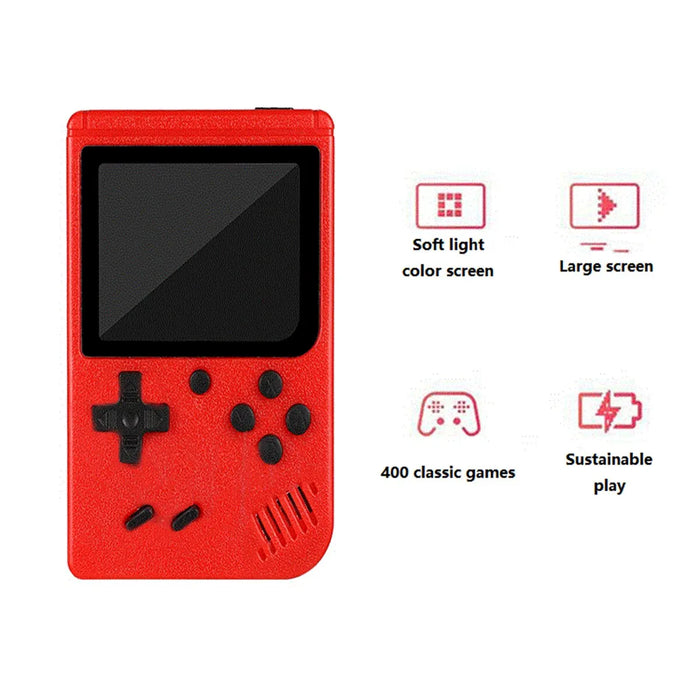 Una piccola Console di gioco portatile per bambini con giochi classici retrò rossi con ricarica del gioco 400 può essere collegata alla TV