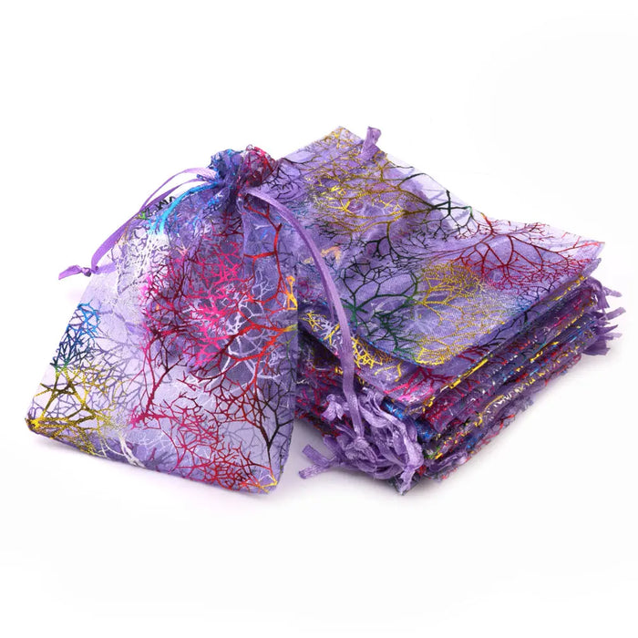 Chanfar 50 pz/lotto Alberi Colorati Modello Sacchetti Regalo In Organza Sacchetti Regalo Di Natale In Organza Di Nozze Sacchetti Regalo Drawable Imballaggio Dei Monili