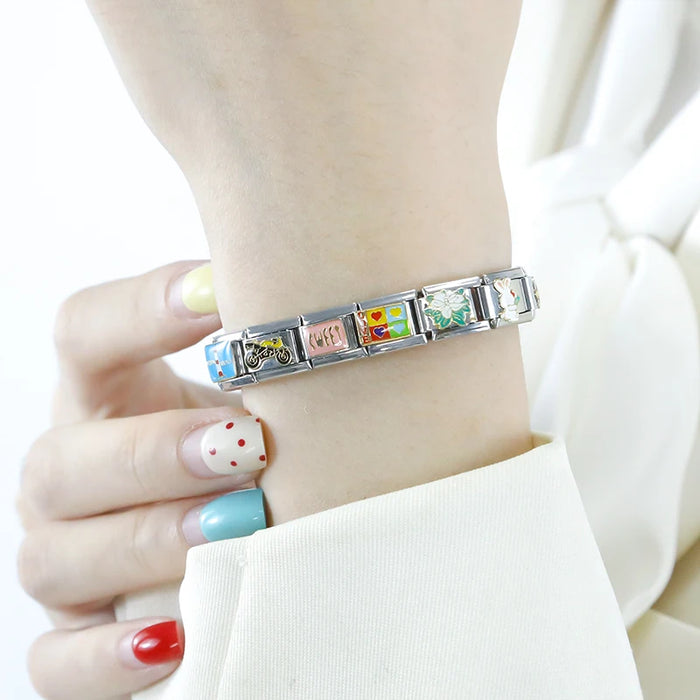 Hapiship originale margherita cavallo amore farfalla mamma cane moto elefante fascino braccialetto adatto creazione di gioielli in acciaio inossidabile DJ003